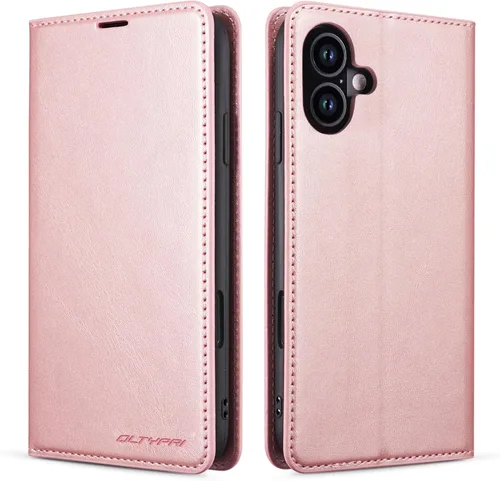 Vista 11 de QLTYPRI Funda tipo cartera para iPhone Air, 3 tarjeteros, color negro Funda de piel sintética de alta calidad, cierre magnético, soporte