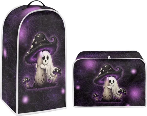 Vista 38 de Juego de fundas para tostadora y licuadora, árbol de gato negro, calabaza, casual, lavable, para cafetera, accesorios de cocina, Halloween, pequeño