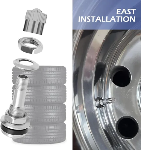 Vista 4 de 4 vástagos de válvula de metal TR416, vástagos de válvula de neumático de montaje exterior para neumáticos sin cámara, se adapta a orificios