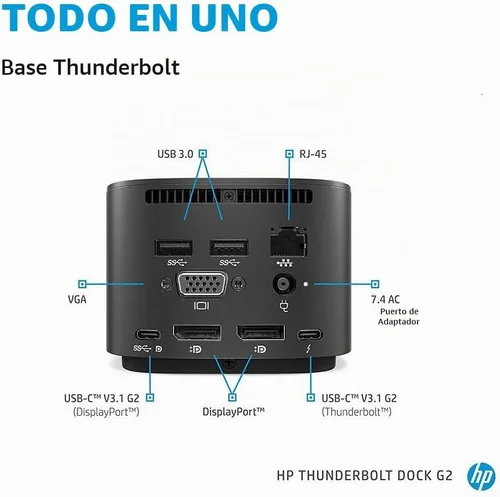 Vista 3 de HP Base Thunderbolt G2 con cable combinado