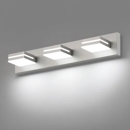 Vista 80 de SineRise - Moderna lámpara LED para tocador de baño (2 luces, 39.4 cm, regulable), iluminación de pared de baño moderna de acrílico cepillado sobre