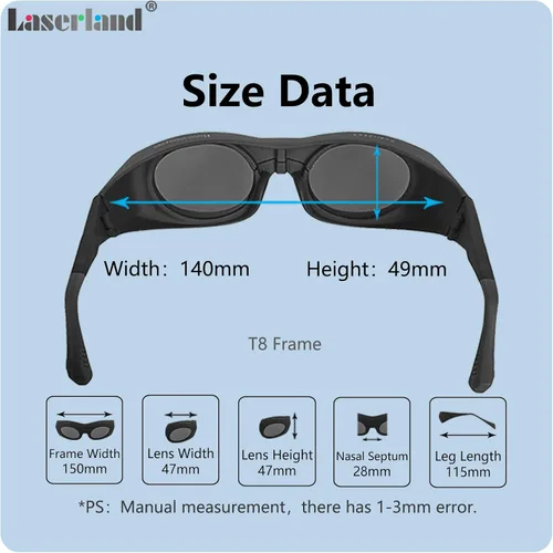 Vista 6 de 900nm-2940nm 1064nm ND: YAG Er: YAG y 980nm infrarrojos IR láser gafas protectoras CE OD5+ lente de cristal