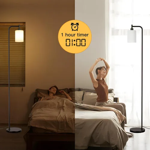 Vista 5 de Ziisee Lámparas de pie para sala de estar - Lámpara de pie con pantalla de vidrio a control remoto, lámpara de pie moderna con bombillas LED