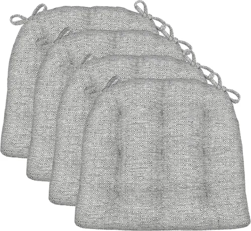 Vista 21 de Barnett Home Decor Cojines para silla de comedor Brisbane plateado gris con lazos - Tamaño mediano 16.5 x 18 Almohadilla para silla - Relleno