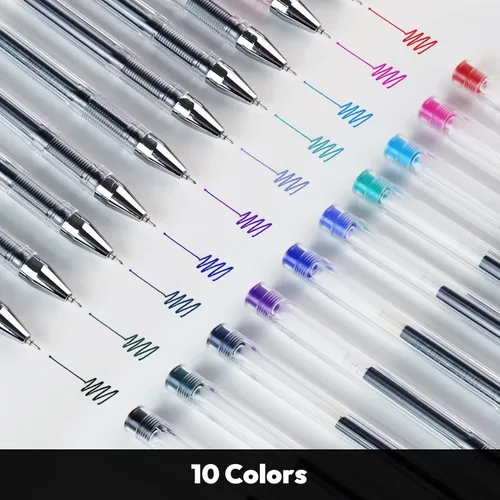 Vista 2 de Dong-A Bolígrafo de tinta de punta ultrafina de 0.012 in, 10 colores surtidos, bolígrafos de gel de línea fina y tacto suave, bolígrafos de tinta