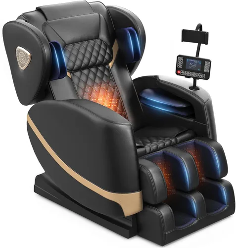 Vista 11 de FURNIMAT Silla de masaje de cuerpo completo, silla de masaje de gravedad cero con 10 rodillos fijos, bolsas de aire, calefacción, masaje de pies