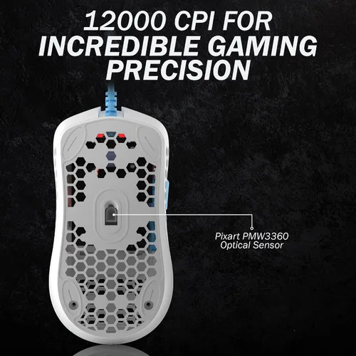 Vista 5 de HK Gaming Mira M - Mouse RGB ultra ligero para juegos, carcasa de panal de abeja, 2.22 oz, máx. 12000 cpi, cable USB, 6 botones programables