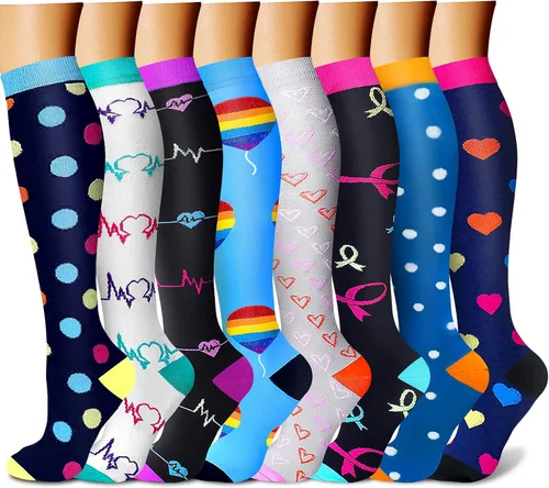 Vista 19 de Calcetines de compresión para mujeres y hombres 15-20 mmHg, mejores para uso médico, enfermería, para correr, atletismo, varices, viajes