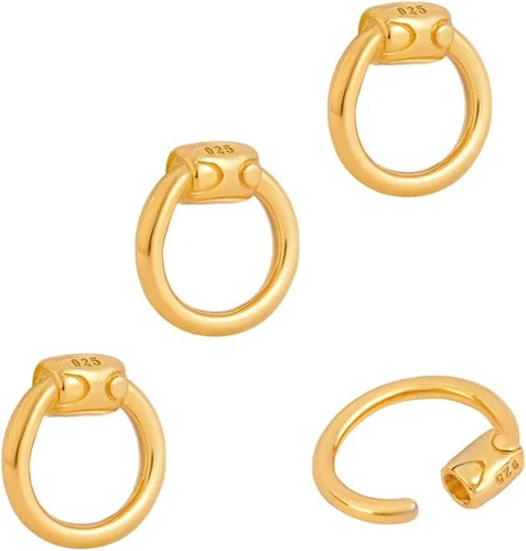 Vista 6 de PH PandaHall 4 anillos de plata de ley con bloqueo, anillo de conector de platino de 0.236 pulgadas, calibre 18, anillos de cadena de correo