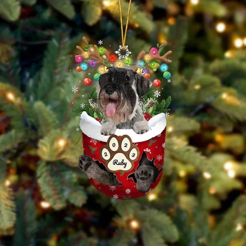 Vista 106 de Adornos personalizados de Pug cervatillo – Decoración personalizada para árbol de Navidad con patas de bolsillo de nieve