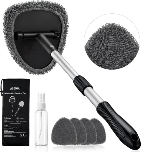 Vista 11 de AstroAI - Limpiador de parabrisas, limpiador de microfibra para ventanas de automóviles con 4 almohadillas de microfibra reutilizables, lavables