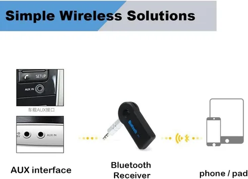 Vista 7 de Adaptador AUX Bluetooth para coche, receptor de audio inalámbrico portátil kits de coche manos libres con AUX 3.5mm Negro