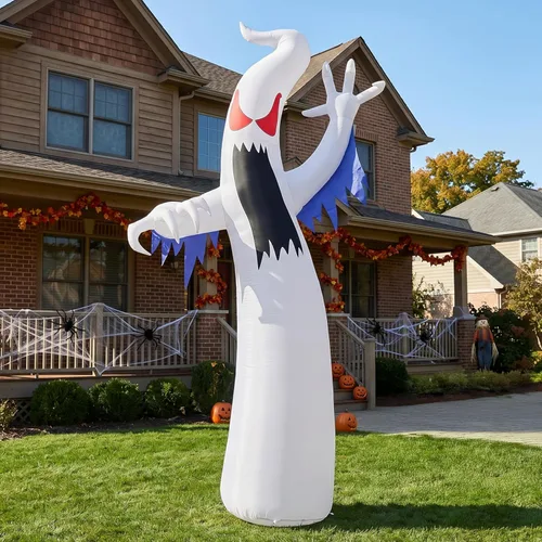 Vista 8 de Joiedomi Inflables de Halloween de 12 pies de alto, decoración de Halloween inflable para exteriores, fantasmas inflables para patio con LED
