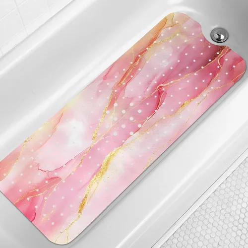 Vista 11 de LNOND Tapete de baño de mármol antideslizante, extra largo de 40 x 16 pulgadas, tapete antideslizante para bañera, tapete de ducha de mármol negro