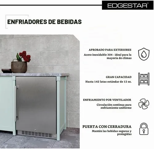 Vista 4 de EdgeStar Enfriador de bebidas al aire libre incorporado para 142 latas