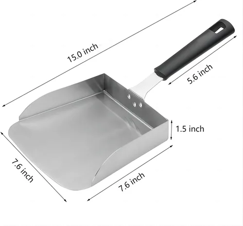 Vista 4 de Cuchara grande para plancha tipo Hibachi Pala de alimentos para arroz frito Mover alimentos para parrilla superior plana accesorios