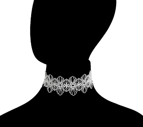 Vista 2 de LINKY Conjunto de joyería de 10 piezas de gargantilla de encaje blanco para mujeres y niñas,
