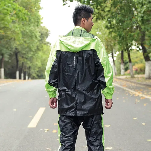 Vista 5 de Scoyco Traje de lluvia de motocicleta para hombre, reflectante, impermeable, chaqueta de lluvia con pantalón para adultos, ciclismo, equitación
