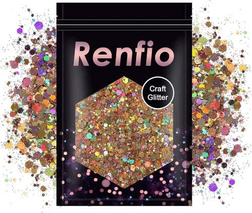 Vista 15 de Renfio Purpurina gruesa negra, 100 g (3.5 oz) mezcla de polvo fino brillante con lentejuelas iridiscentes para el rostro, purpurina para Halloween