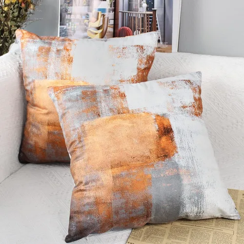 Vista 15 de OYIMUA Juego de 2 fundas de almohada azules de 16 x 16 pulgadas, modernas fundas de almohada abstractas azules y grises para sofá, fundas