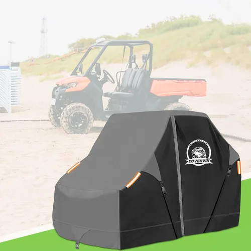 Vista 7 de COVERVIN Cubierta UTV impermeable para exteriores, protección para todo tipo de clima, para Polaris RZR, Yamaha Can-Am Defender Kawasaki Ranger