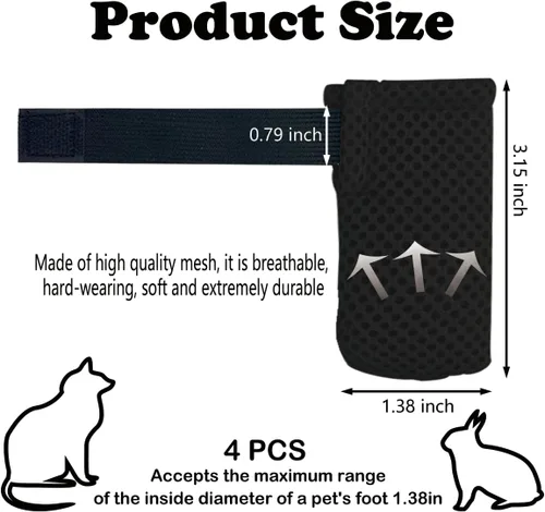 Vista 2 de 4 guantes para gatos para evitar arañazos, zapatos de malla transpirable para gatos, guantes ajustables antiarañazos para gatos, adecuados para Negro