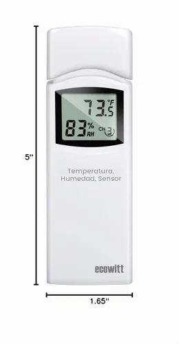 Vista 7 de ECOWITT WN31 - Termómetro inalámbrico multicanal y sensor de higrómetro, medidor de temperatura y humedad con pantalla LCD, interruptores
