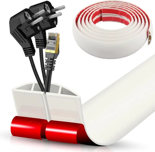 Vista 102 de Cubierta autoadhesiva para cables de suelo, gestión de cables de 3.3 pies, protector de tira de extensión para cables, evita tropiezos de cables