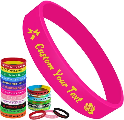 Vista 16 de Pulseras de silicona personalizadas Pulseras de goma de aduana a granel para eventos con texto de logotipo, pulseras personalizadas, regalos