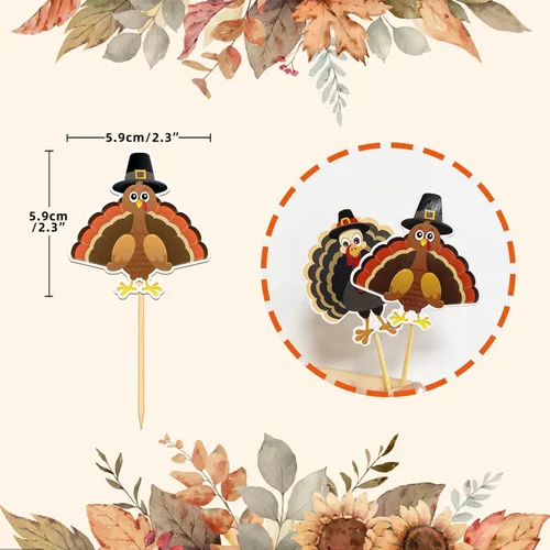 Vista 18 de 24 adornos de otoño para cupcakes para decoración del día de Acción de Gracias, lazo con purpurina para pasteles Thankful Blessed Grateful para Bow-a