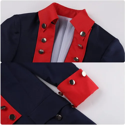 Vista 5 de Weixu Uniforme militar colonial, disfraz de cosplay para hombre, traje de abrigo para fiesta de Halloween