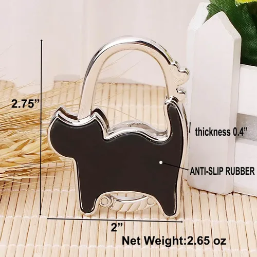 Vista 2 de KSMD Ganchos para bolsos con diseño de gato para mesa y bares, organizadores portátiles para colgar bolsos, soporte para bolsillo, bolsa