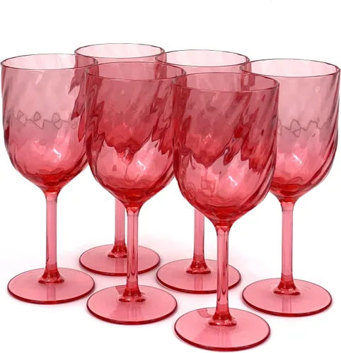 Vista 22 de Yalin Juego de 6 vasos apilables irrompibles de plástico acrílico para vino y agua de 12 onzas (azul, 12 onzas)