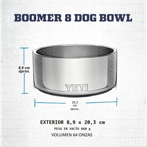 Vista 5 de YETI Boomer 8 - Tazón antideslizante y de acero inoxidable para perro, con capacidad de 64 onzas