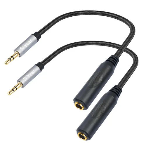 Vista 9 de Conector estéreo TRS macho chapado en oro de 0.250 in 1/4 pulgadas a 2 RCA Phono macho Audio Y Splitter Cable, conector de cable (4.9 ft)
