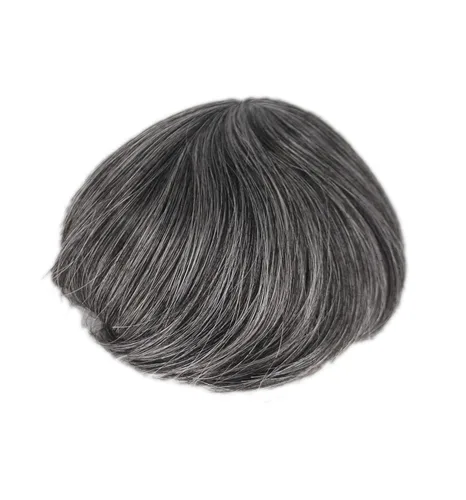 Vista 7 de Toupee para hombres, sistema de cabello gris al 20%, línea capilar invisible, color negro natural, sistema de unidad de cabello 1B20
