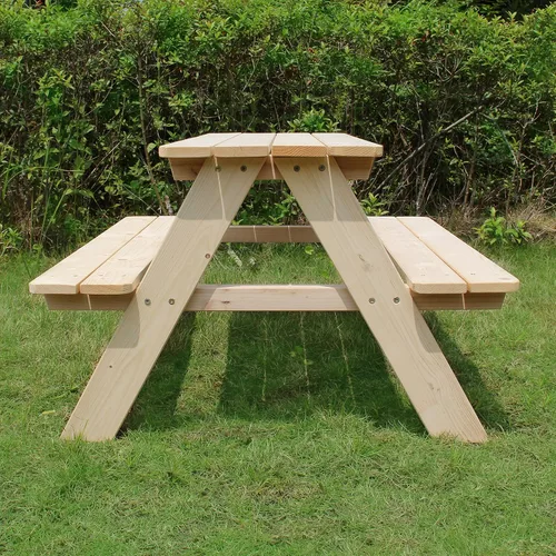 Vista 7 de banco de madera para picnic para niños