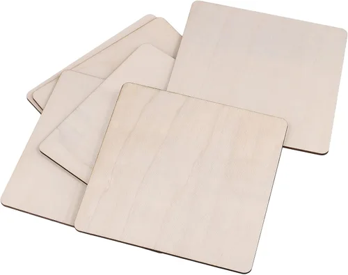 Vista 5 de SHEUTSAN 100 piezas de madera cuadradas de 6 x 6 pulgadas, hojas cuadradas de madera en blanco de 1/8 pulgadas de grosor, madera sin terminar