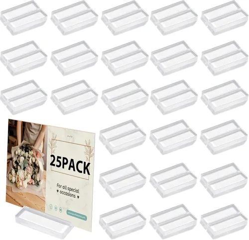 Vista 13 de Portatarjetas de lugar de 2 pulgadas para mesa, paquete de 12 portatarjetas de acrílico con 1/16" Slot, Acrylic Card Display Stands, Table Number