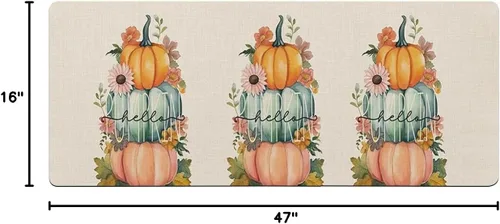 Vista 2 de Tapete de baño de calabaza de cosecha para bañera, antideslizante, de secado rápido y absorbente, tierra de diatomeas, ducha, fregadero, dormitorio