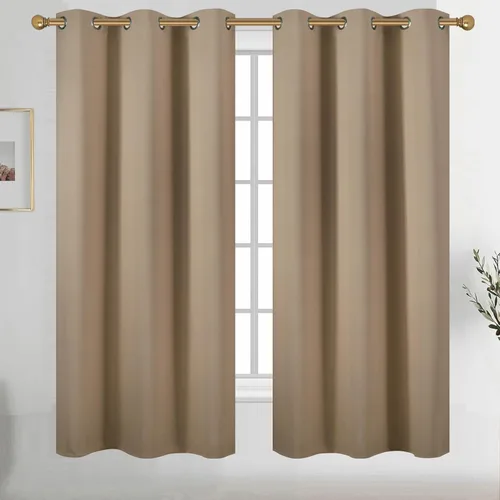 Vista 168 de Diraysid Cortinas opacas beige con ojales para dormitorio, con aislamiento térmico, cortinas de oscurecimiento de habitación, 38 x 54 pulgadas, 2