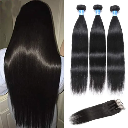 Vista 16 de Mechones de cabello 10A Remy peruano, cabello lacio, sedoso, 100 % sin procesar