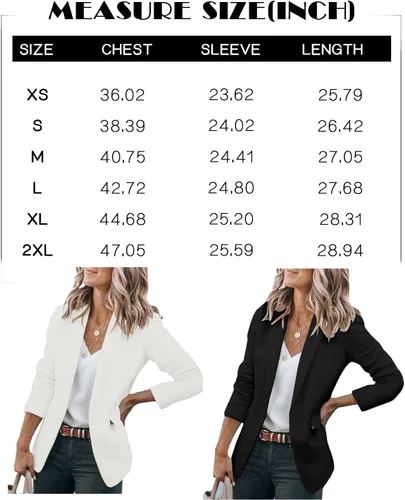 Vista 7 de Chaquetas casuales para mujer, con frente abierto, manga larga, botones, trabajo, oficina, con bolsillos