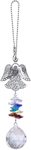 Vista 7 de H&D HYALINE & DORA Atrapasol de Cristal Ángel Guardián Cuentas de Chakra Amuleto para Coche para Espejo Retrovisor