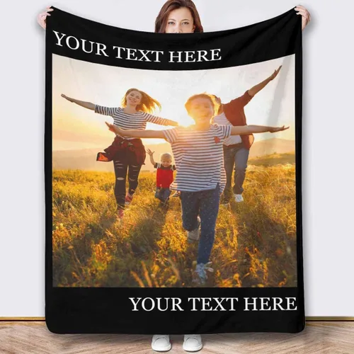 Vista 2 de Artsadd Mantas personalizadas con imágenes y texto con mis propias fotos para padres, niños, perros, mejores amigos o parejas, manta personalizada