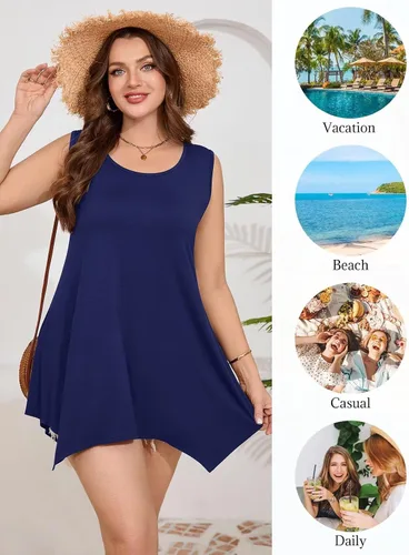 Vista 6 de Belaroi, camiseta sin mangas, cómoda de tamaño grande, para mujer