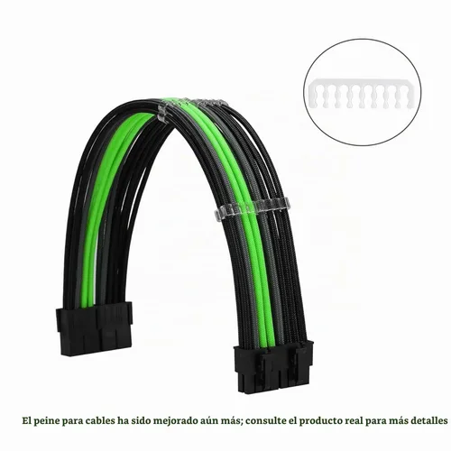 Vista 9 de FormulaMod Kit de cable de alimentación de extensión de manga 18AWG ATX 24P+ Poliestireno expandido 8-P+PCI-E8-P con peines para PSU a placa Negro