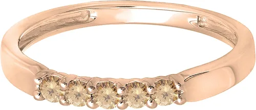 Vista 10 de Dazzlingrock Collection Anillo de boda redondo de 5 piedras preciosas o diamantes para mujer en oro macizo de 10 K/14 K/18 K