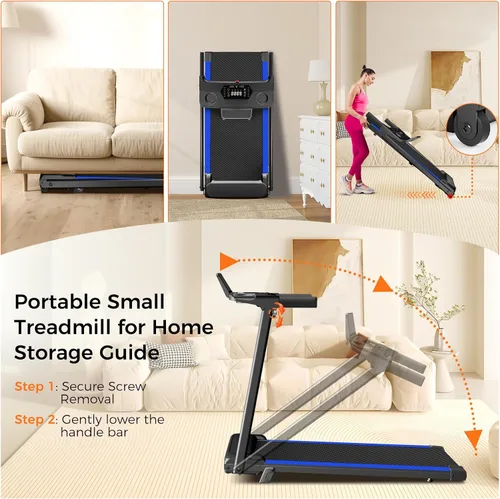 Vista 5 de Aiteid Treadmill with Incline,3.0HP Small Treadmills for Home,Portable Electric Treadmill with Handles,Lightweight Walking Pad,Compact Running