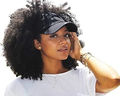 Vista 6 de CurlCap Gorra sin parte trasera para cabello natural, gorra de béisbol forrada de satén para mujer